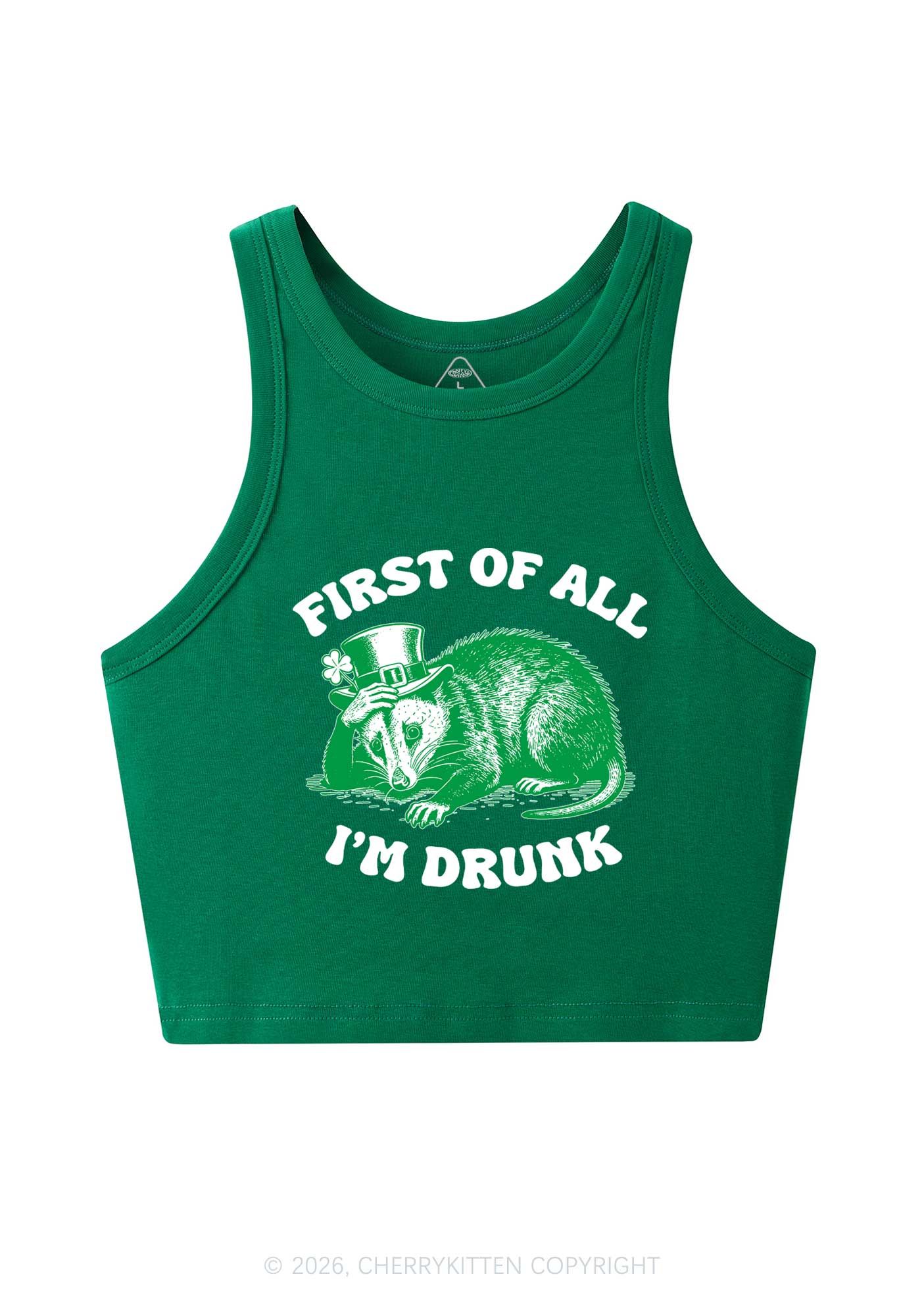 First Of All Im Drunk St Patricks Y2K Crop Tank Top Cherrykitten