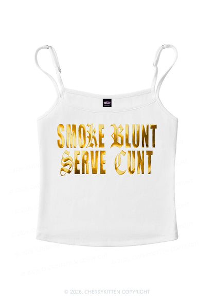Smoke Blunt Silver Foil Printed Y2K Spaghetti Strap Cami Cherrykitten