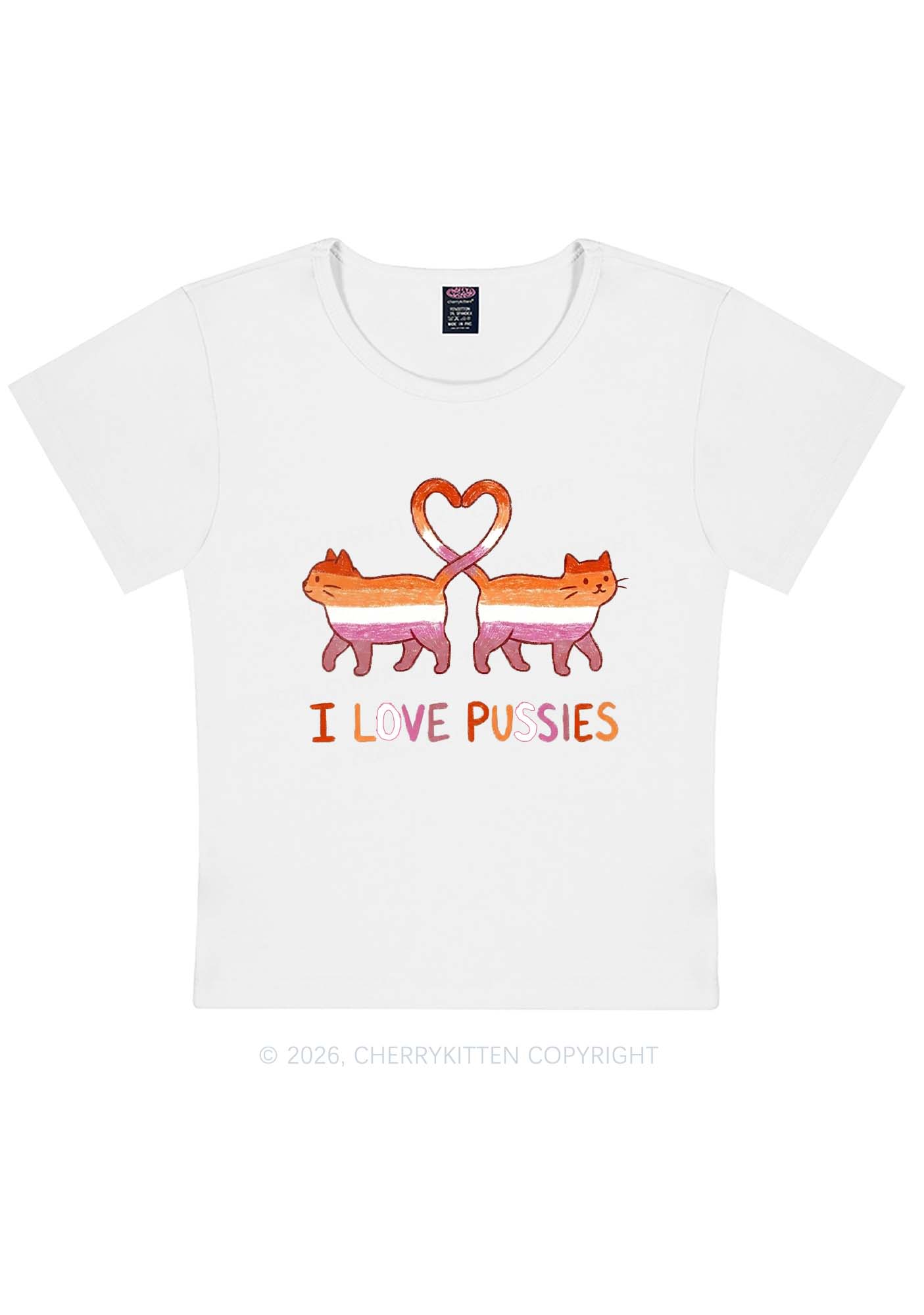I Love Puxxies Pride Y2K Baby Tee Cherrykitten