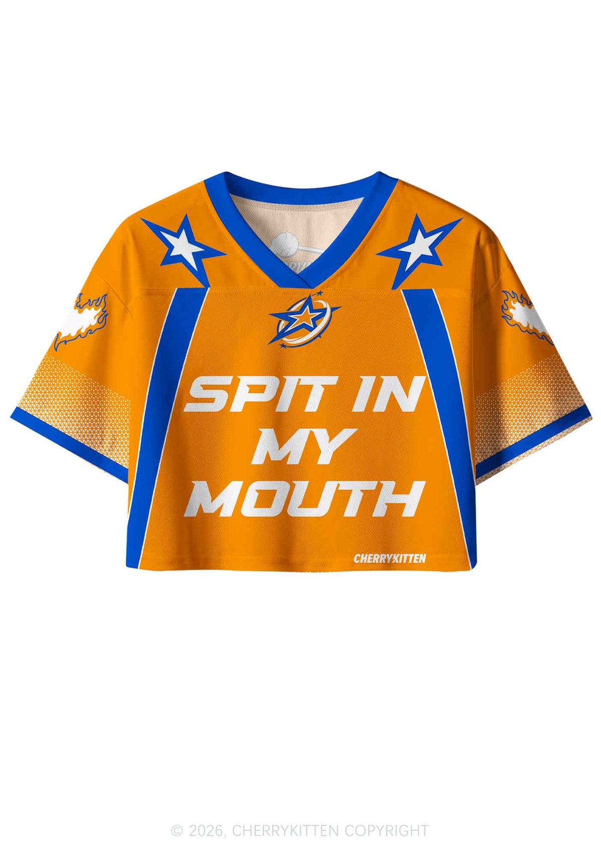 Orange Spit In My Mouth Y2K Crop Sport Jersey Shirts Cherrykitten