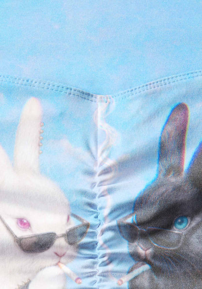 Smoking Punk Bunny Y2K Print Gym Shorts Cherrykitten