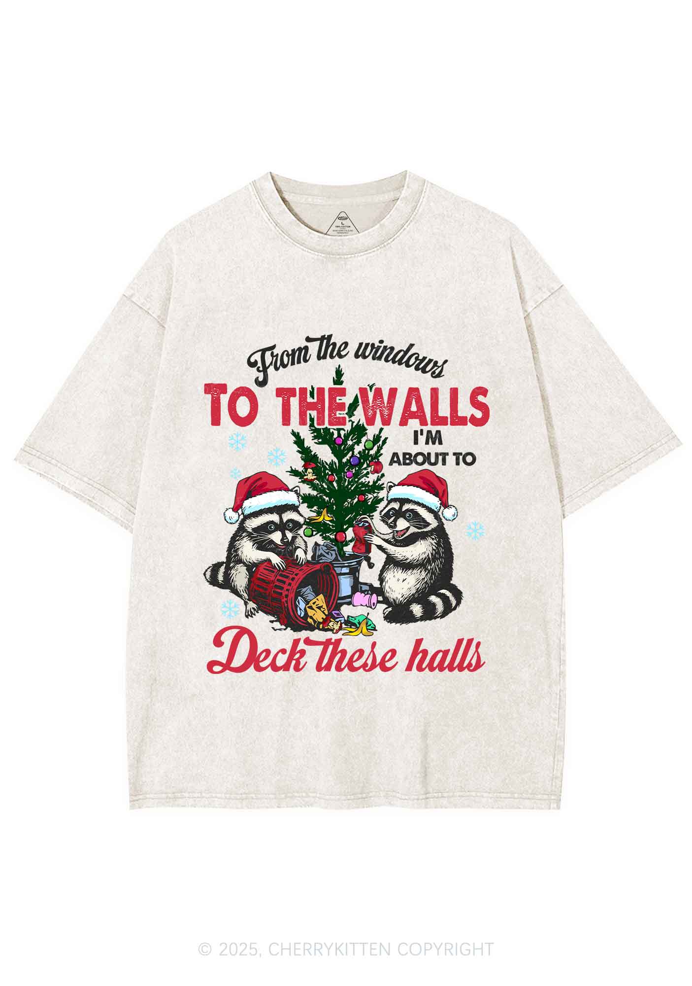Christmas To The Walls Y2K Shirts Washed Tee Cherrykitten