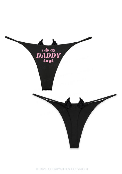 I Do As Daddy Says Y2K Goth Angel Wings Bikini String Thong Cherrykitten
