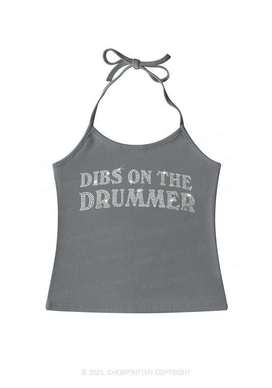 Rhinestone Dibs On The Drummer Y2K Halter Neck Cami Cherrykitten