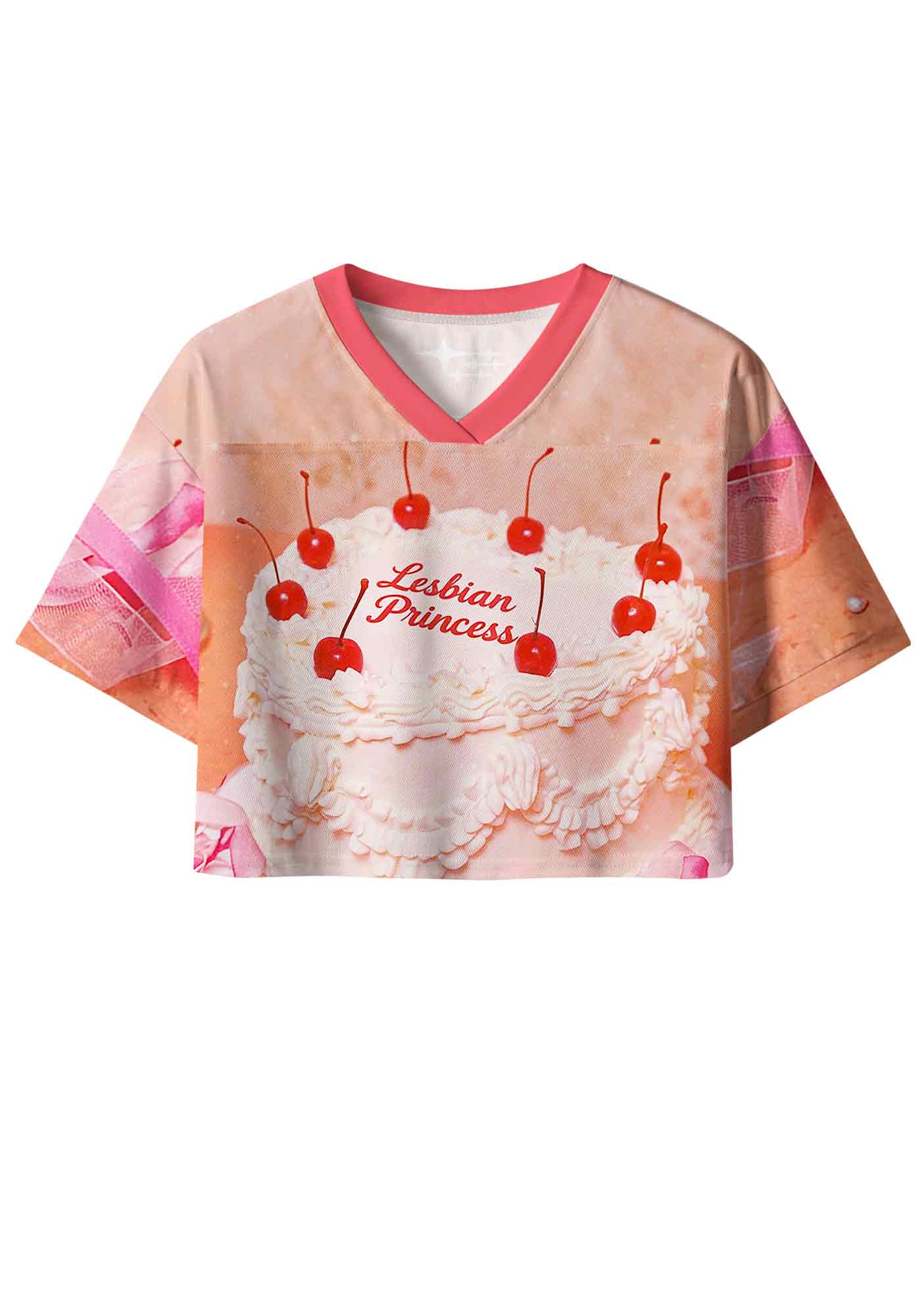 Orange Lesbian Princess Cake Pride Y2K Crop Sport Jersey Shirts Cherrykitten