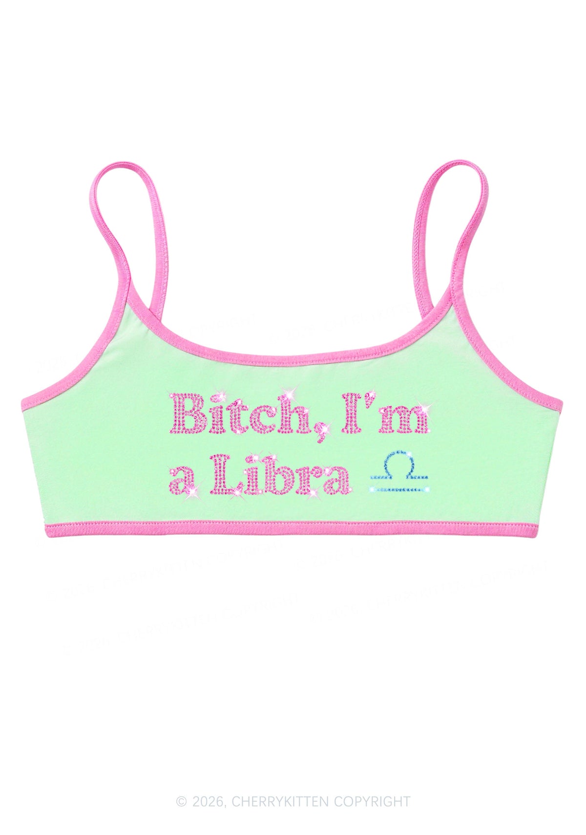 Rhinestone Bxxch Im A Libra Y2K Super Crop Cami Cherrykitten