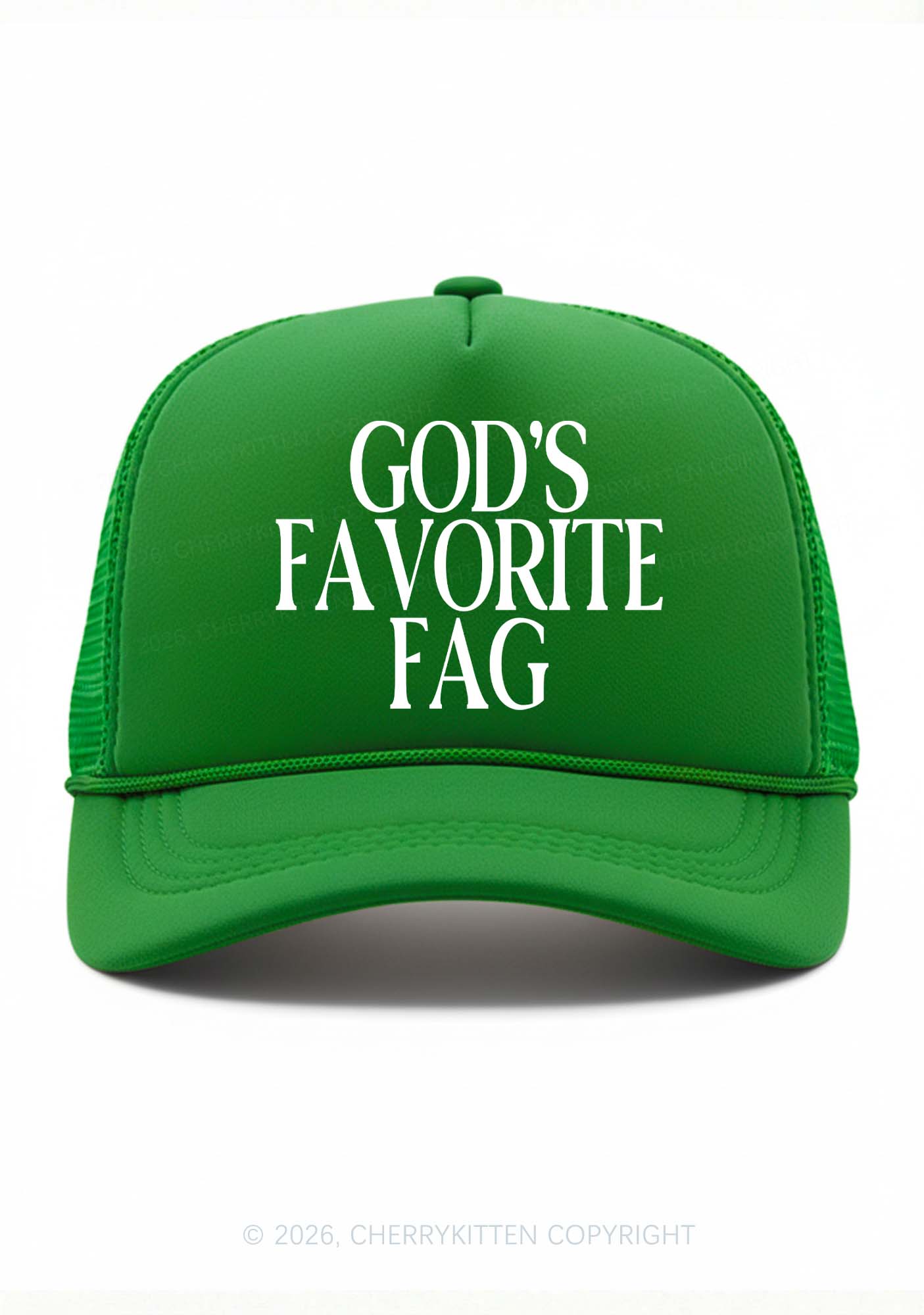 Gods Favorite Fag Pride Y2K Trucker Hat Cherrykitten
