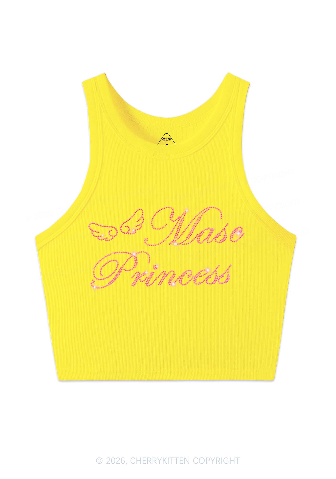 Rhinestone Masc Princess Pride Y2K Crop Tank Top Cherrykitten