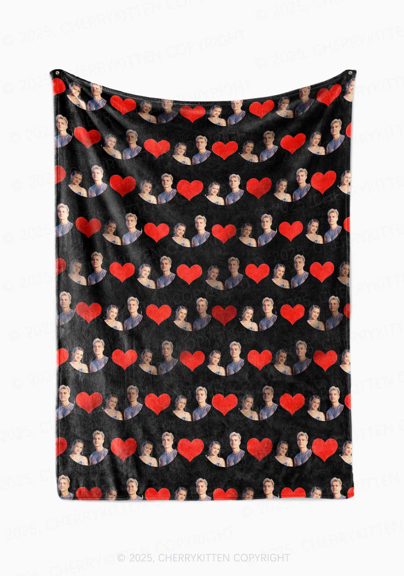 Custom Couple Photo Valentine's Day Y2K Plush Blanket Cherrykitten