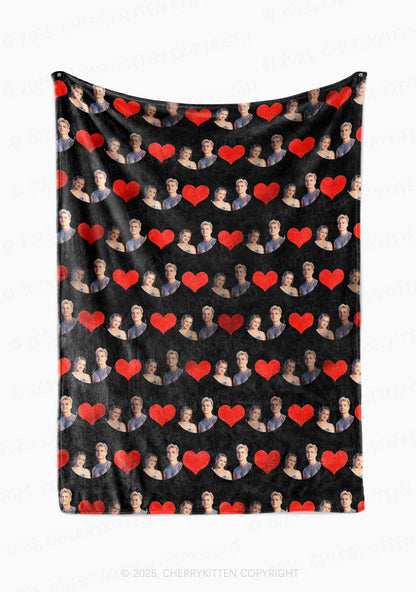 Custom Couple Photo Valentine's Day Y2K Plush Blanket Cherrykitten