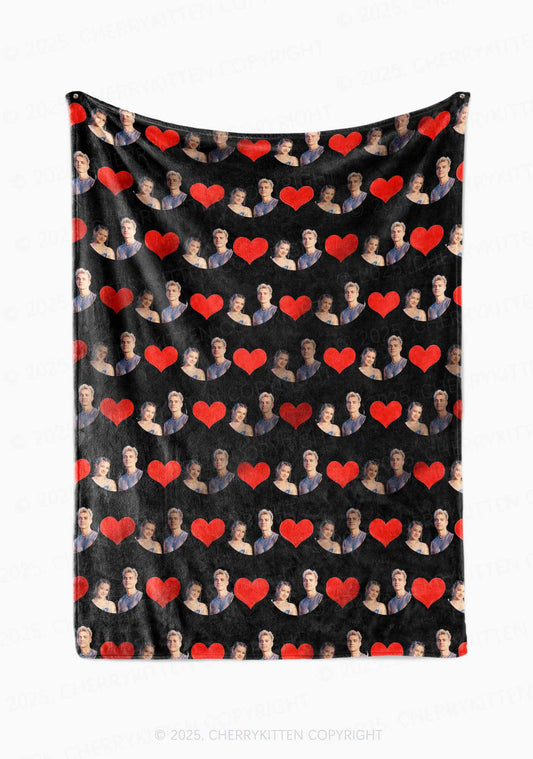 Custom Couple Photo Valentine's Day Y2K Plush Blanket Cherrykitten