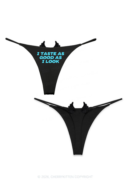I Taste As Good As I Look Y2K Goth Angel Wings Bikini String Thong Cherrykitten