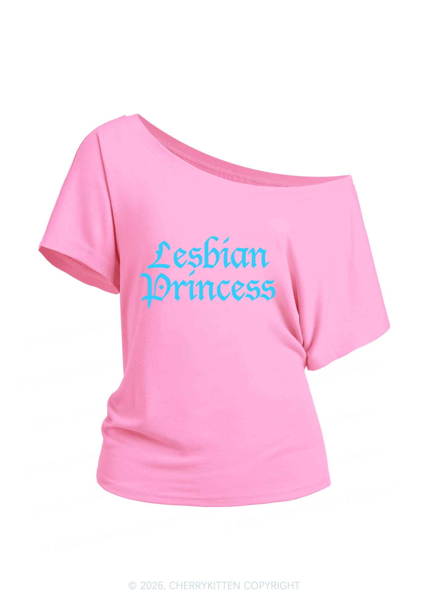 Lesbian Princess Pride Y2K Off Shoulder Tee Cherrykitten