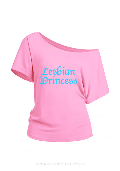 Lesbian Princess Pride Y2K Off Shoulder Tee Cherrykitten