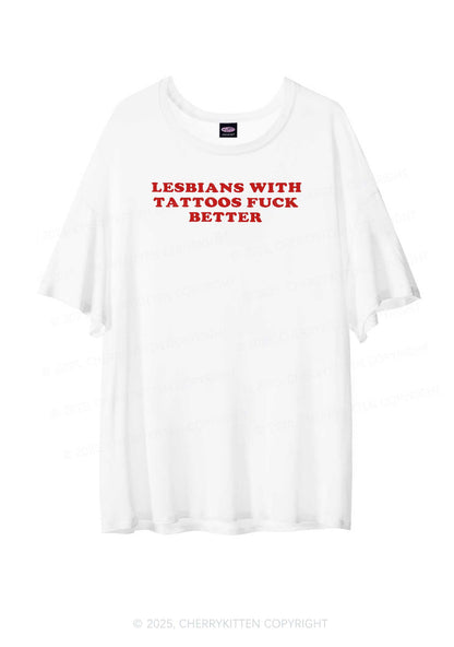 Lesbians With Tattoos Pride Y2K Sheer Boyfriend Tee Cherrykitten