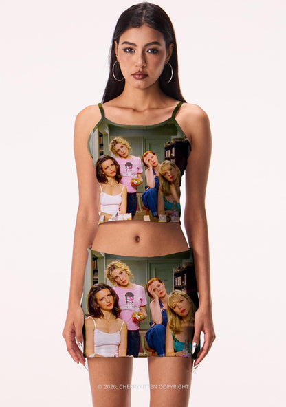 Girl Puzzled Y2K Print Cami Crop Top Cherrykitten