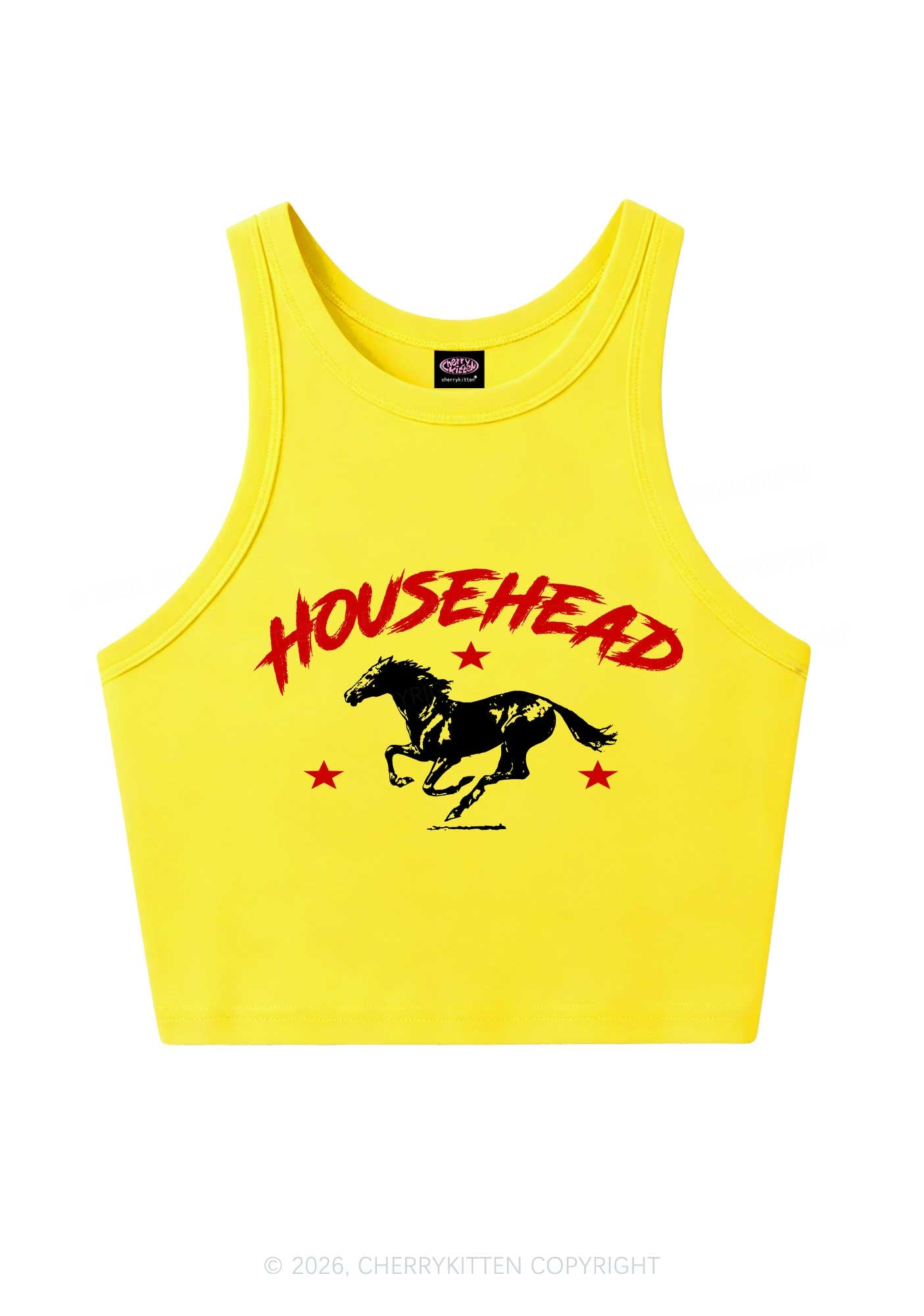 Retro Star Househead Horse Y2K Crop Tank Top Cherrykitten