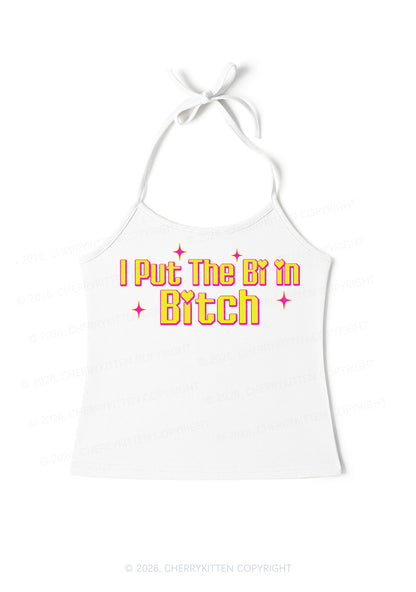 Put The Bi In Bxxch Pride Y2K Halter Neck Cami Cherrykitten