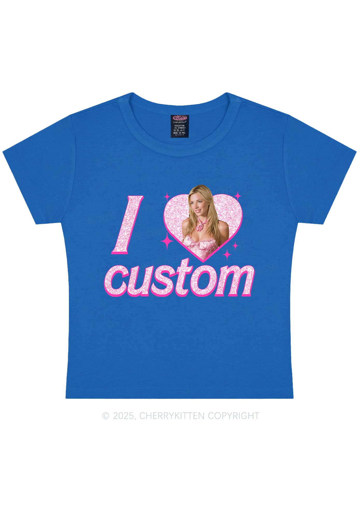 Custom I Love Photo Y2K Baby Tee Cherrykitten