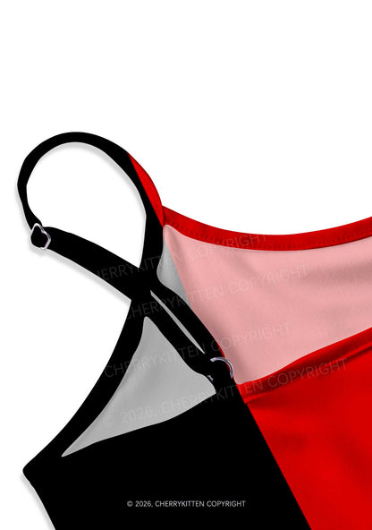 Black Red Yellow Stripe Y2K Print Cami Crop Top Cherrykitten