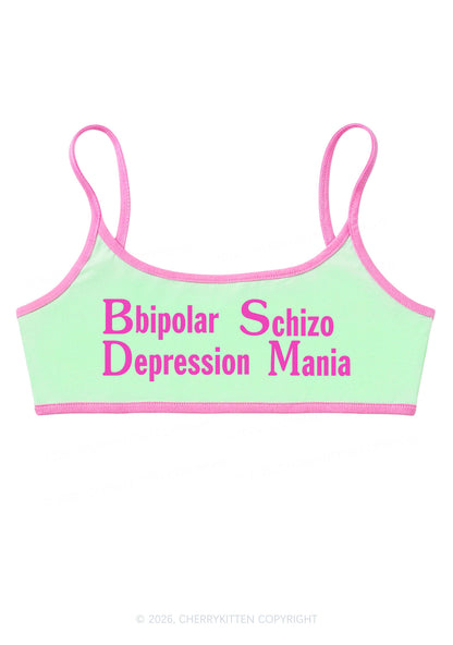 Bipolar Depression Schizo Mania Y2K Super Crop Cami Cherrykitten