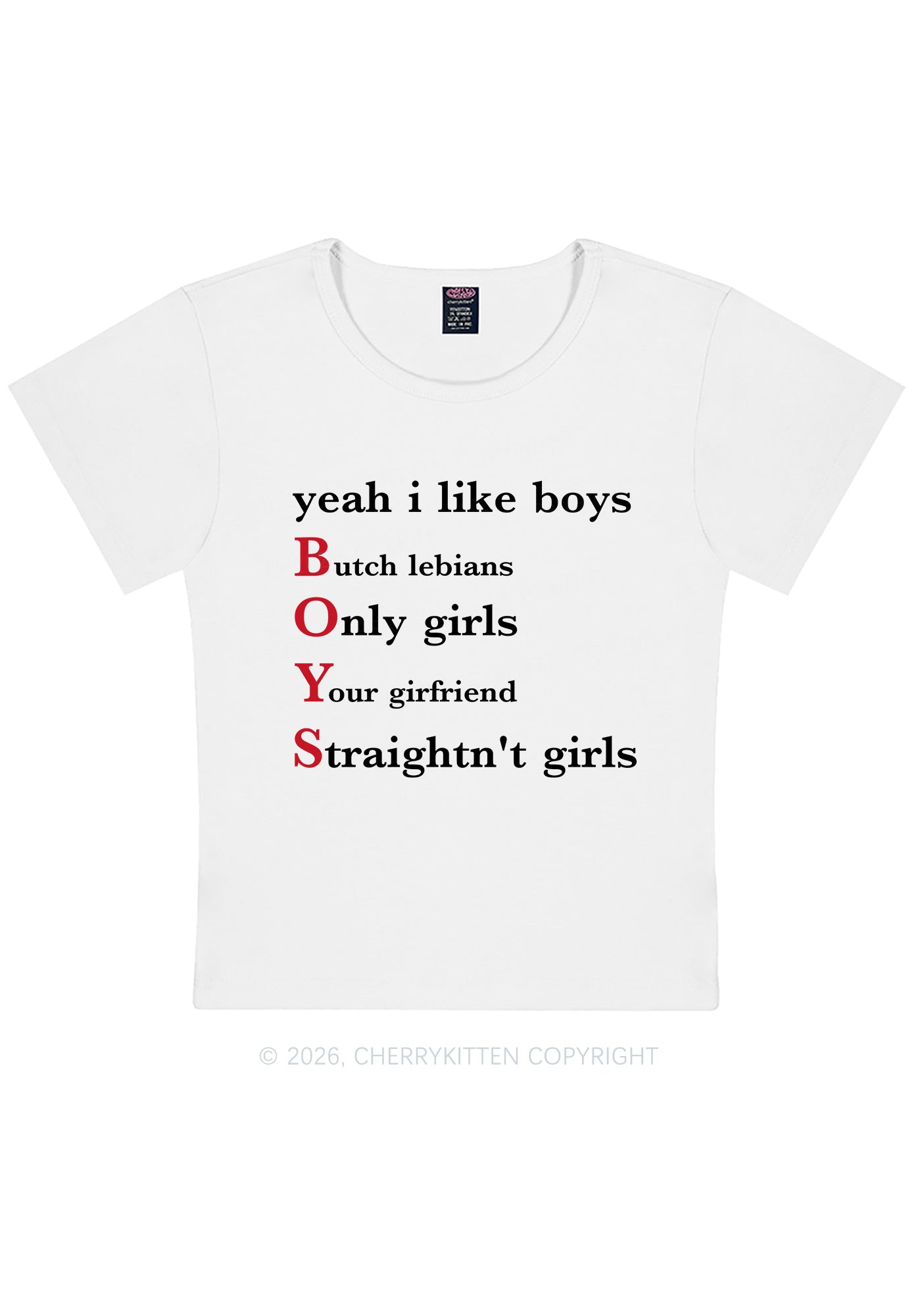 Yeah I Like Boys Pride Y2K Baby Tee Cherrykitten