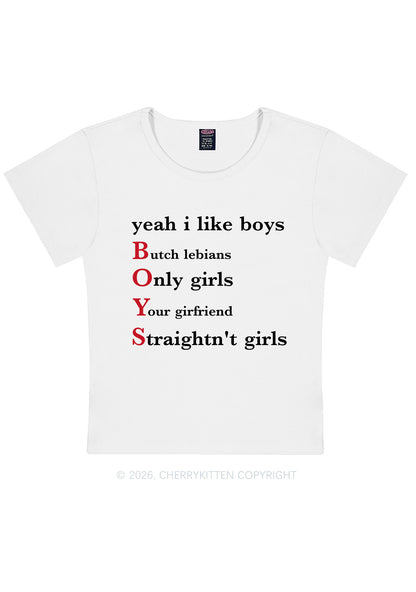 Yeah I Like Boys Pride Y2K Baby Tee Cherrykitten