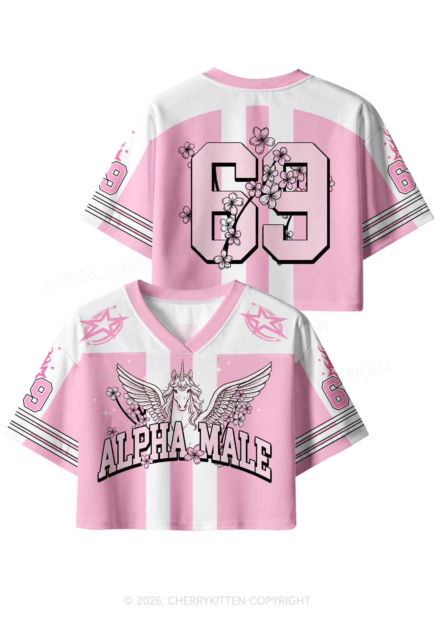 Sakura Alpha Male Unicorn Pride Y2K Crop Sport Jersey Shirts Cherrykitten