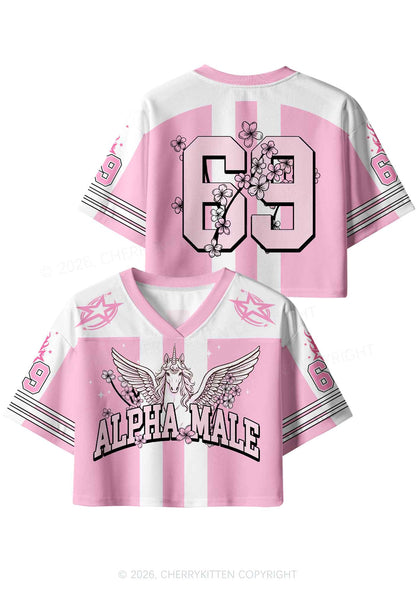 Sakura Alpha Male Unicorn Pride Y2K Crop Sport Jersey Shirts Cherrykitten