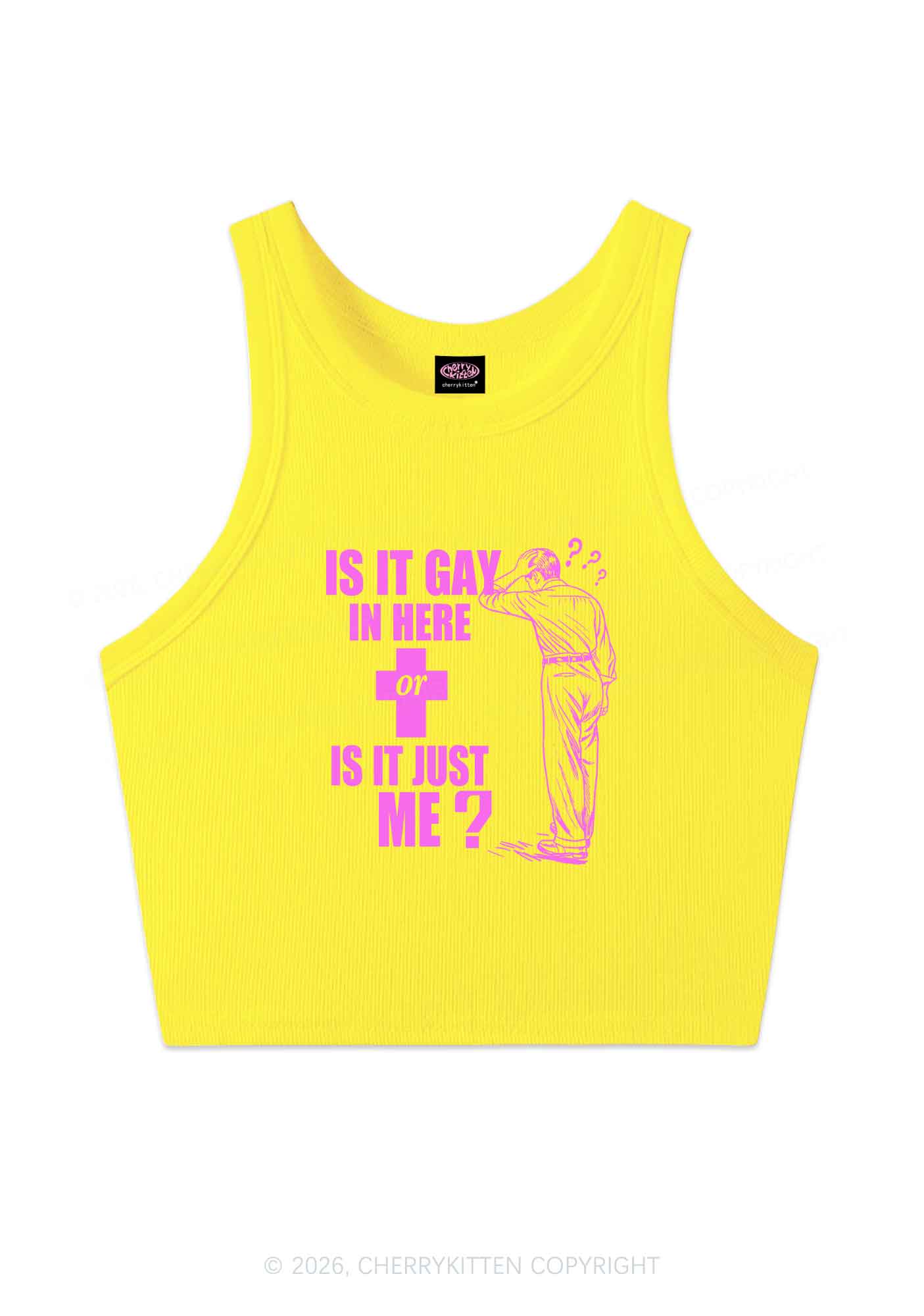 Is It Gay In Here Pride Y2K Crop Tank Top Cherrykitten