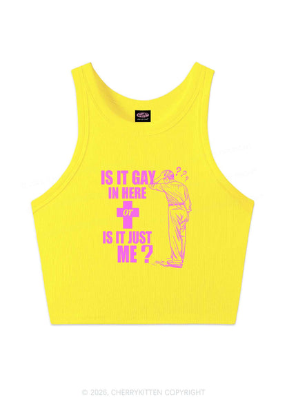 Is It Gay In Here Pride Y2K Crop Tank Top Cherrykitten