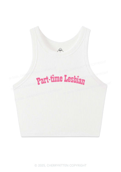 Part Time Lesbian Pride Y2K Crop Tank Top Cherrykitten