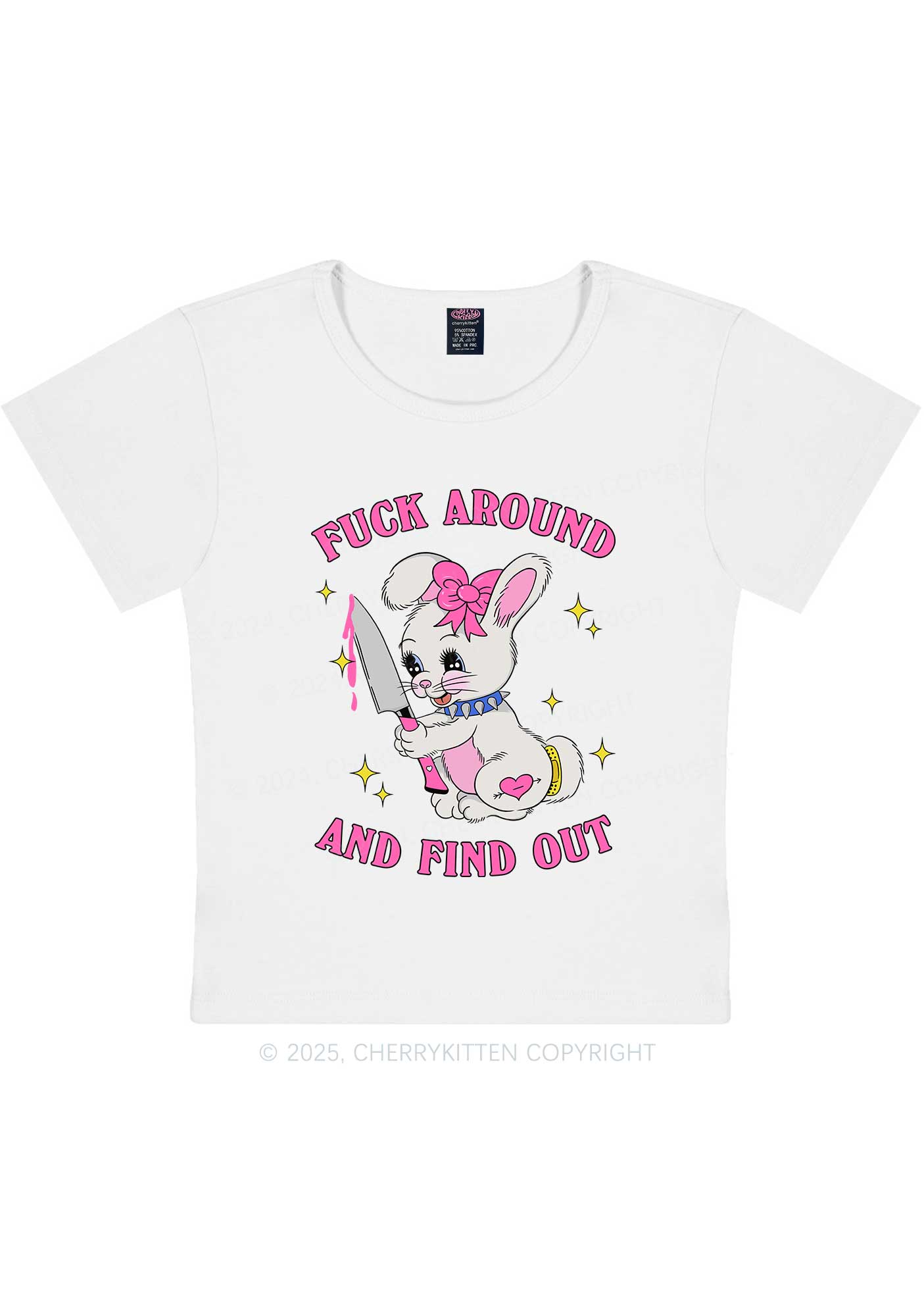 Fxxk Around Bunny Y2K Baby Tee Cherrykitten