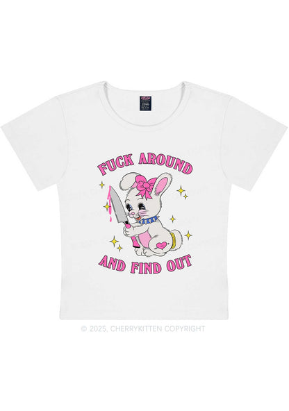 Fxxk Around Bunny Y2K Baby Tee Cherrykitten