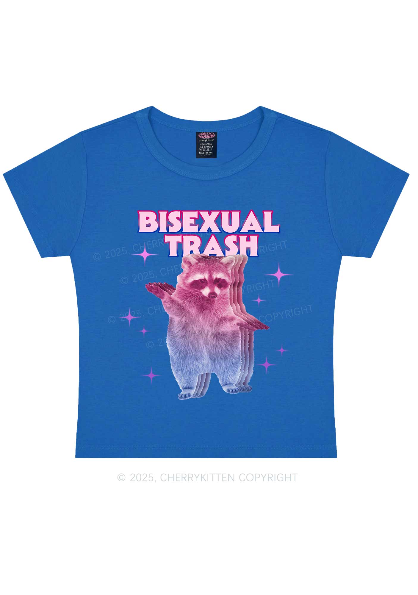 Bisexual Trash Raccoon Pride Y2K Baby Tee Cherrykitten