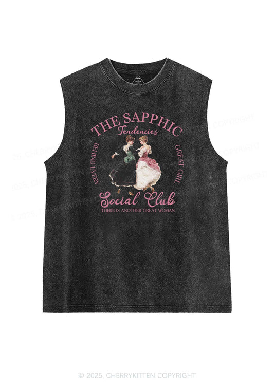 The Sapphic Pride Y2K Washed Muscle Tank Cherrykitten
