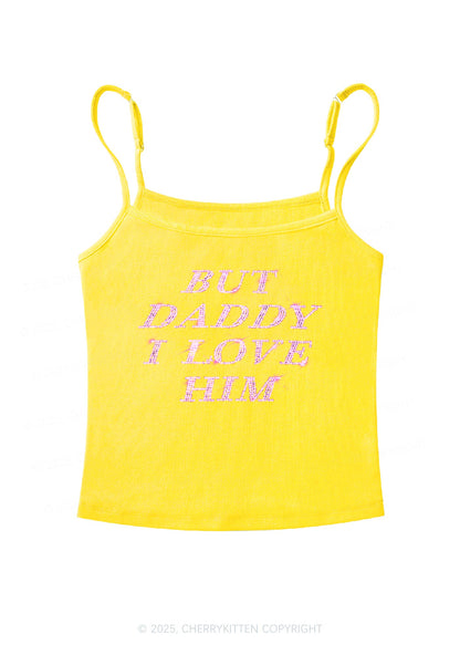 Rhinestone But Daddy I Love Him Y2K Spaghetti Strap Cami Cherrykitten