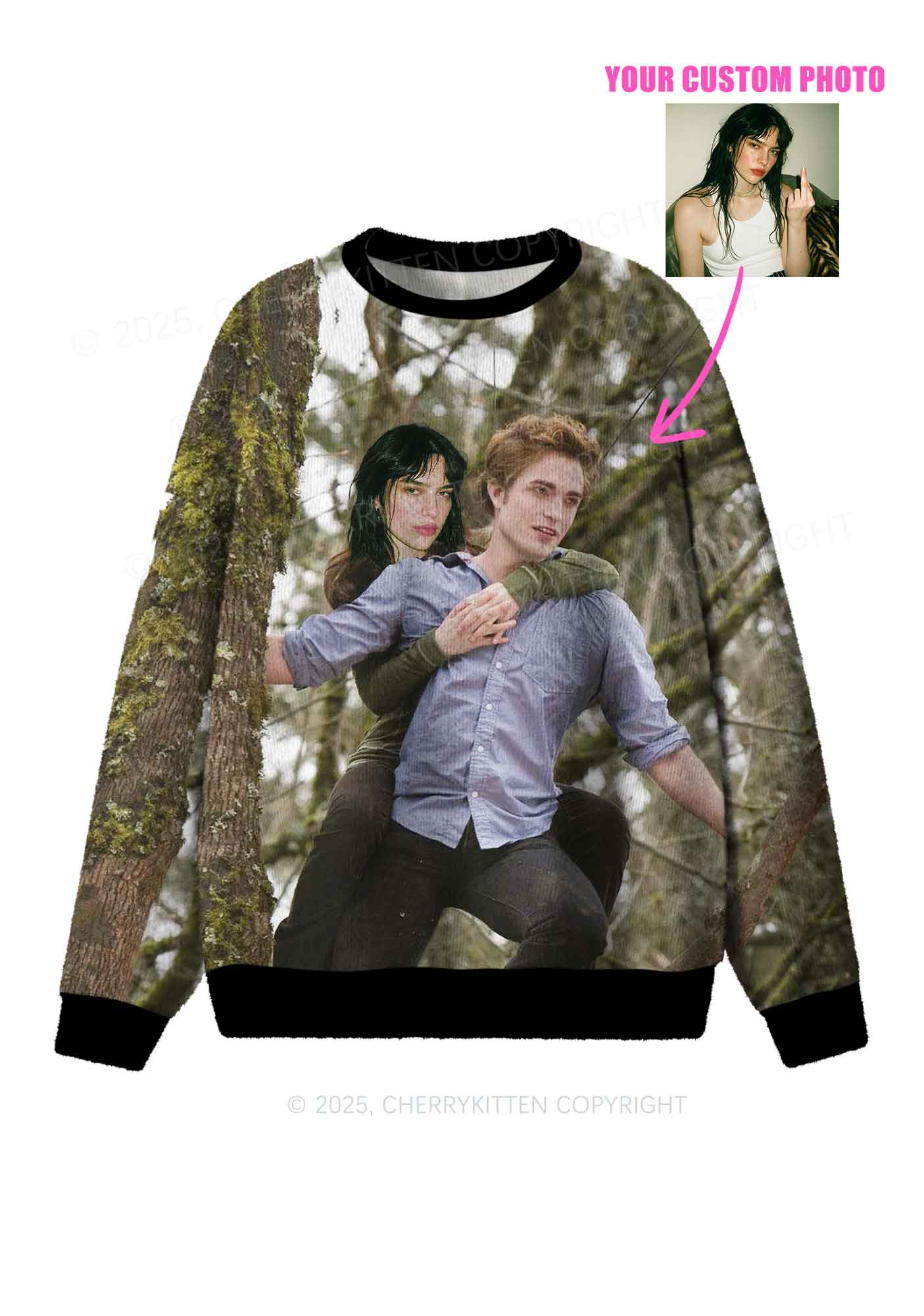 Custom Face Y2K Christmas Knit Sweatshirt Cherrykitten