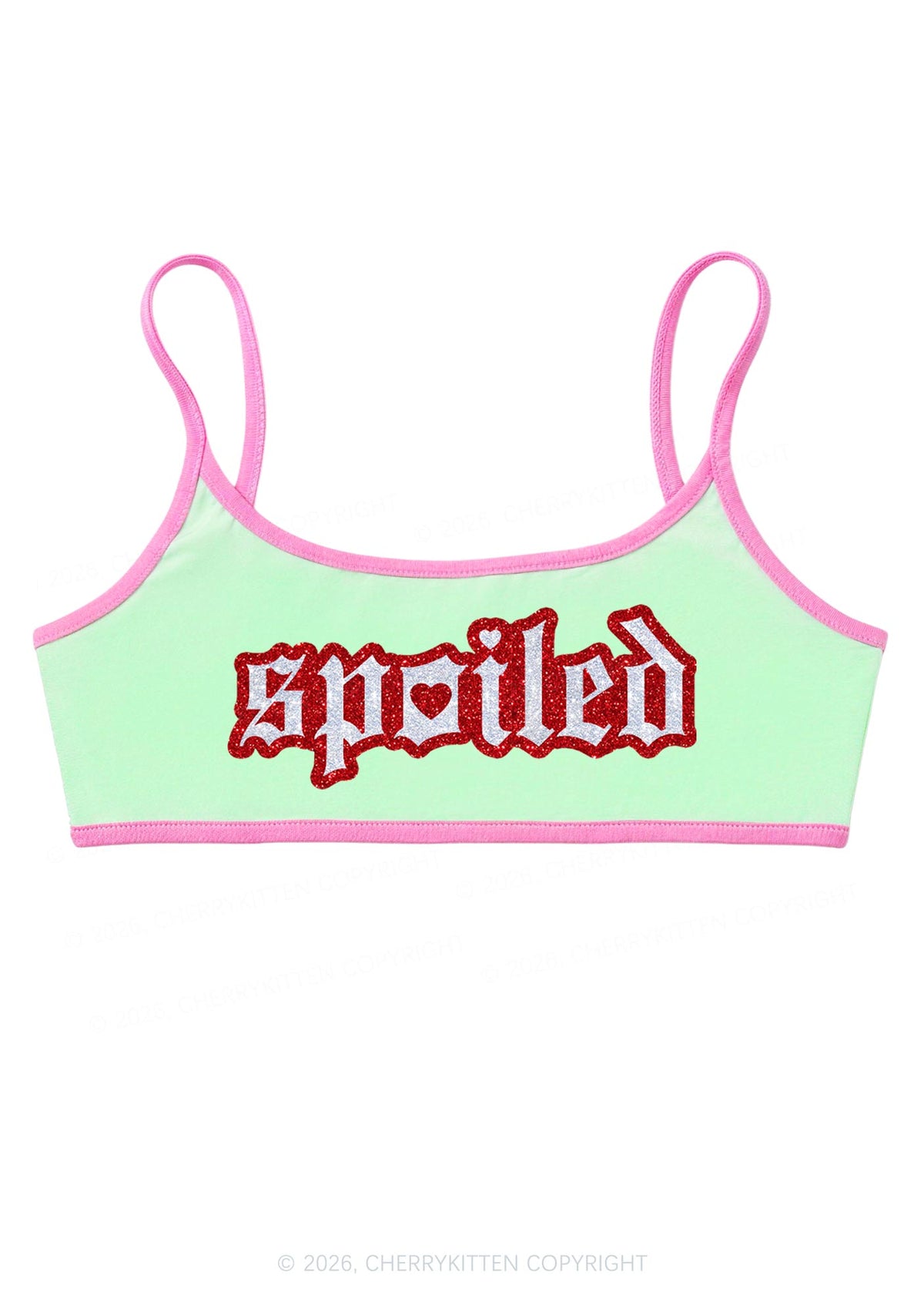 Glitter Stroke Spoiled Y2K Super Crop Cami Cherrykitten