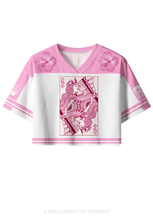 Lesbian Queen Pride Y2K Crop Sport Jersey Shirts Cherrykitten