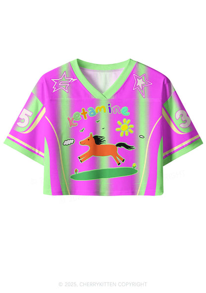 Custom Bright Pink Pony Y2K Crop Sport Jersey Shirts Cherrykitten