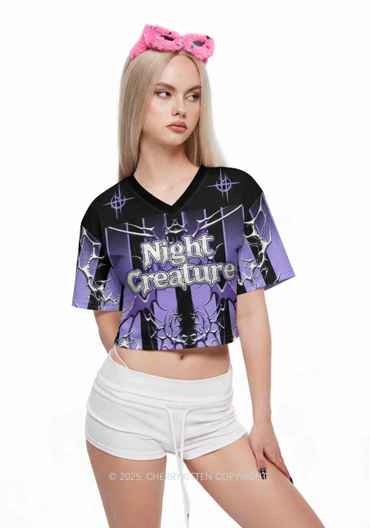 Custom Halloween Night Creature Y2K Crop Sport Jersey Shirts Cherrykitten