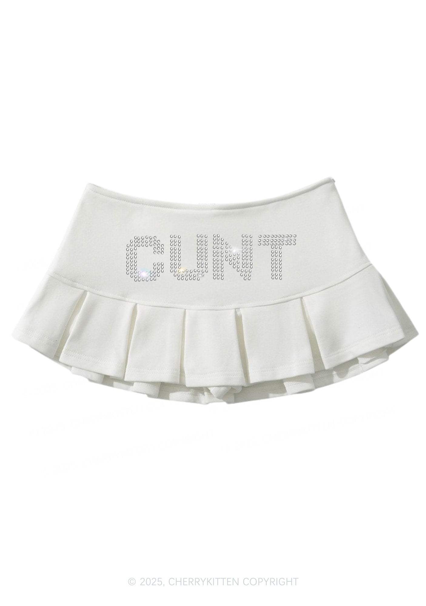 Rhinestone Cxxt Y2K Mini Pleated Skirts Cherrykitten