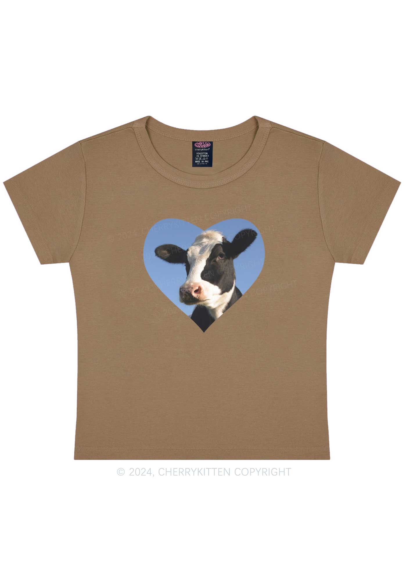 Attentive Cow Y2K Baby Tee Cherrykitten