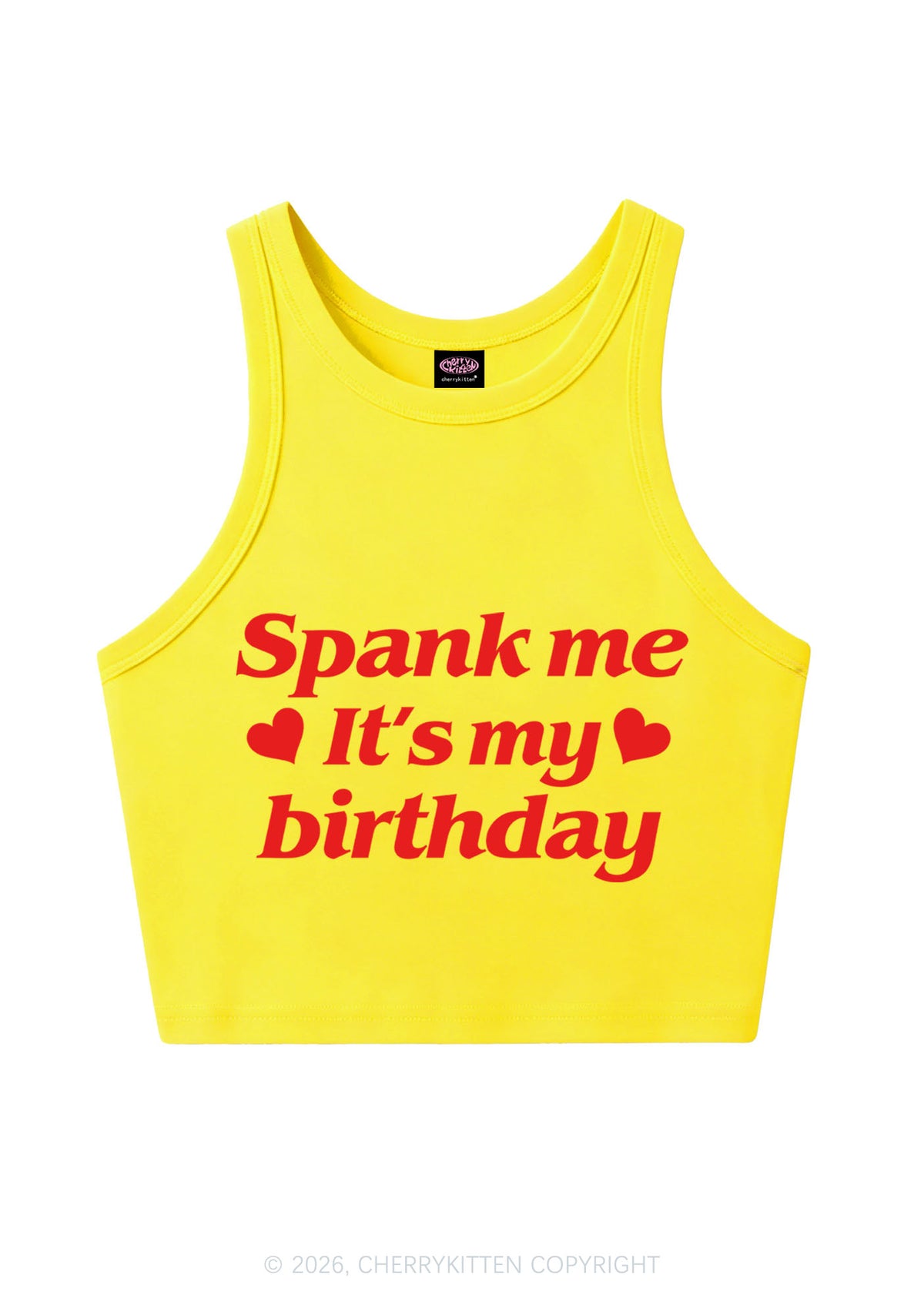 Spank Me Its My Birthday Heart Y2K Crop Tank Top Cherrykitten