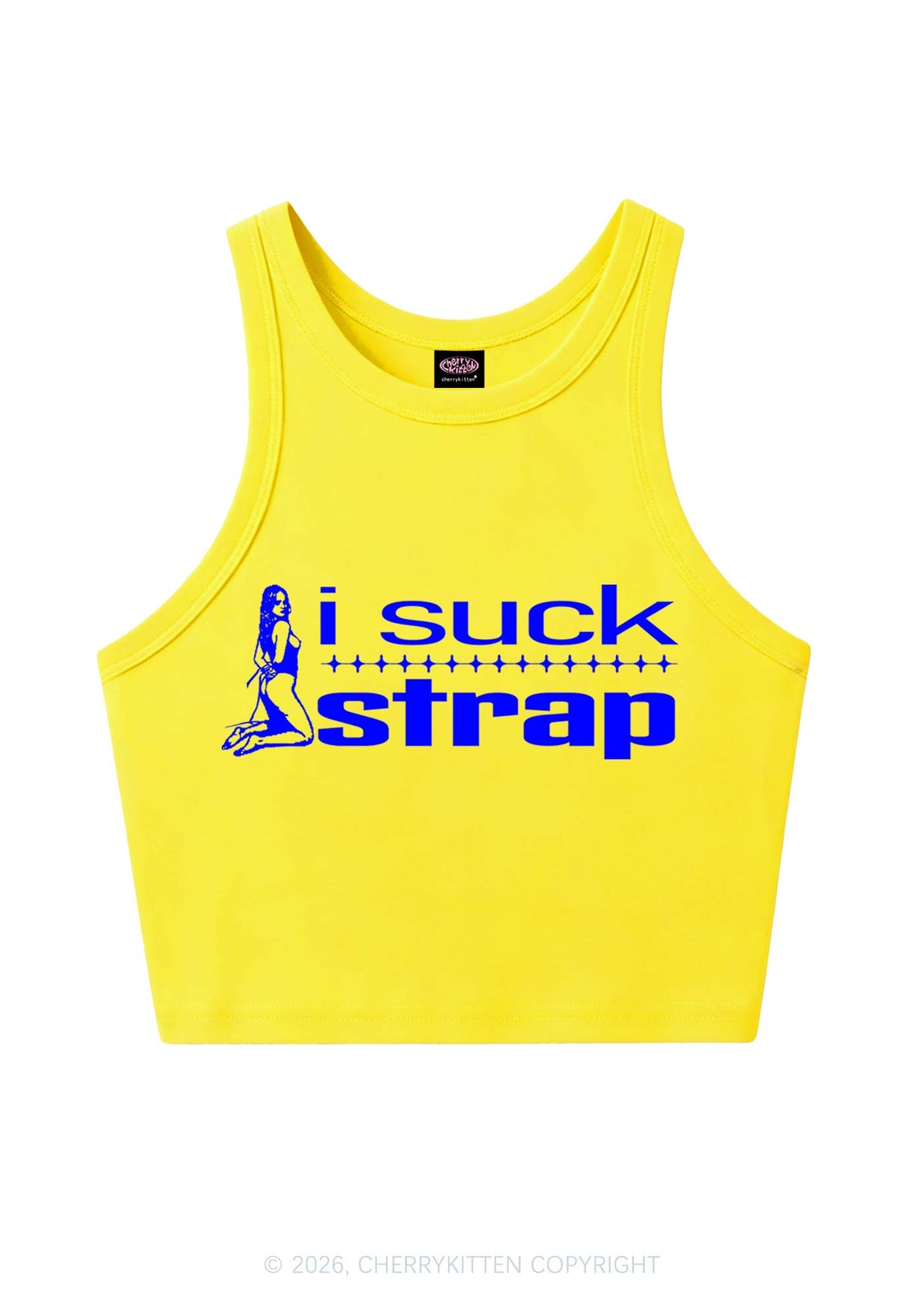 I Suck Strap Y2K Crop Tank Top Cherrykitten