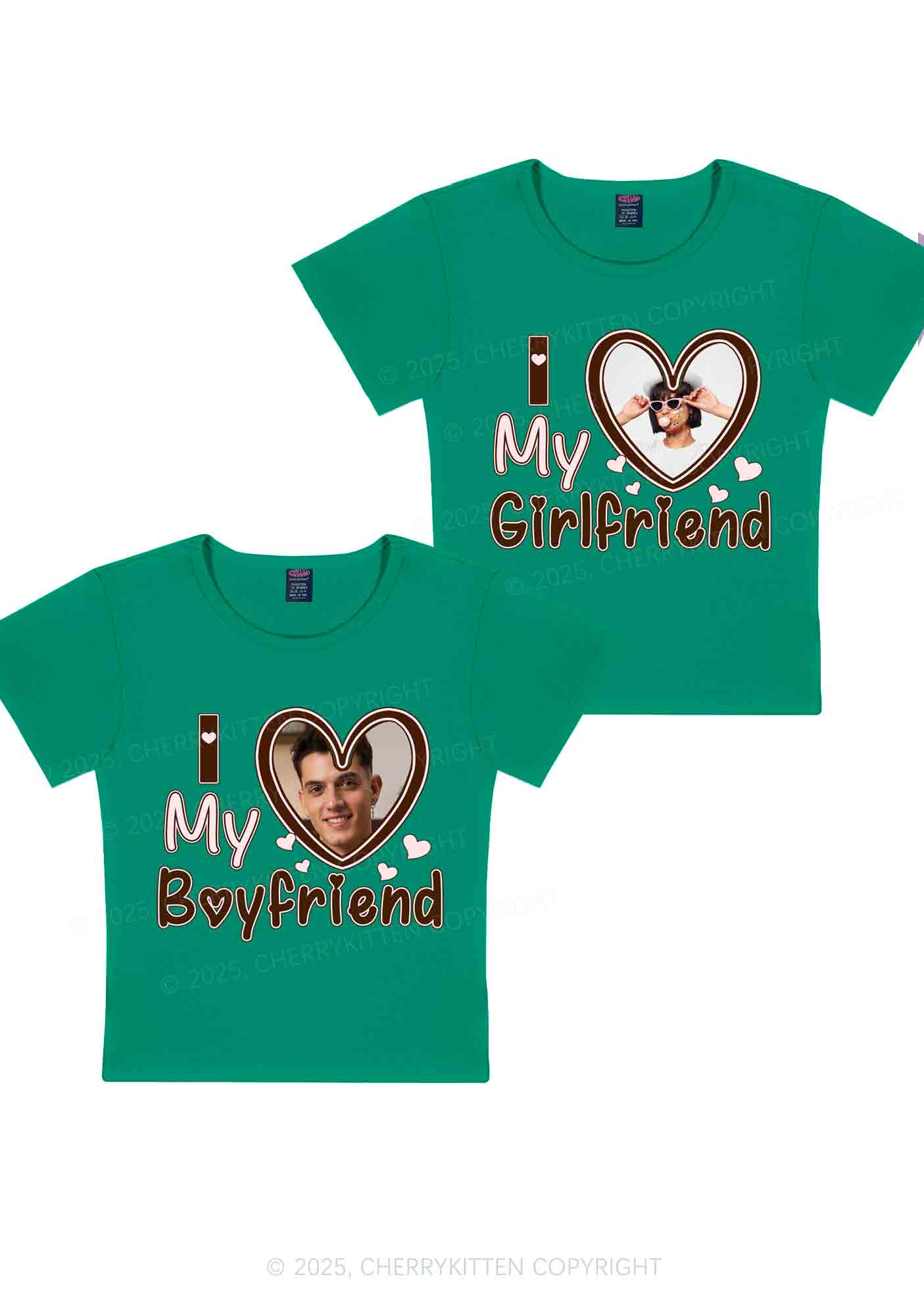 Custom BF GF Brown Heart Y2K Valentine's Day Baby Tee Cherrykitten