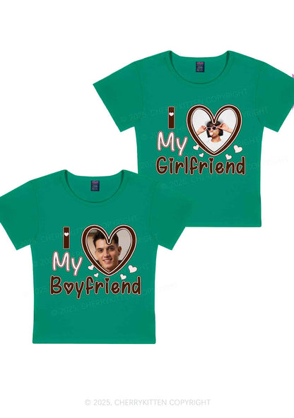 Custom BF GF Brown Heart Y2K Valentine's Day Baby Tee Cherrykitten