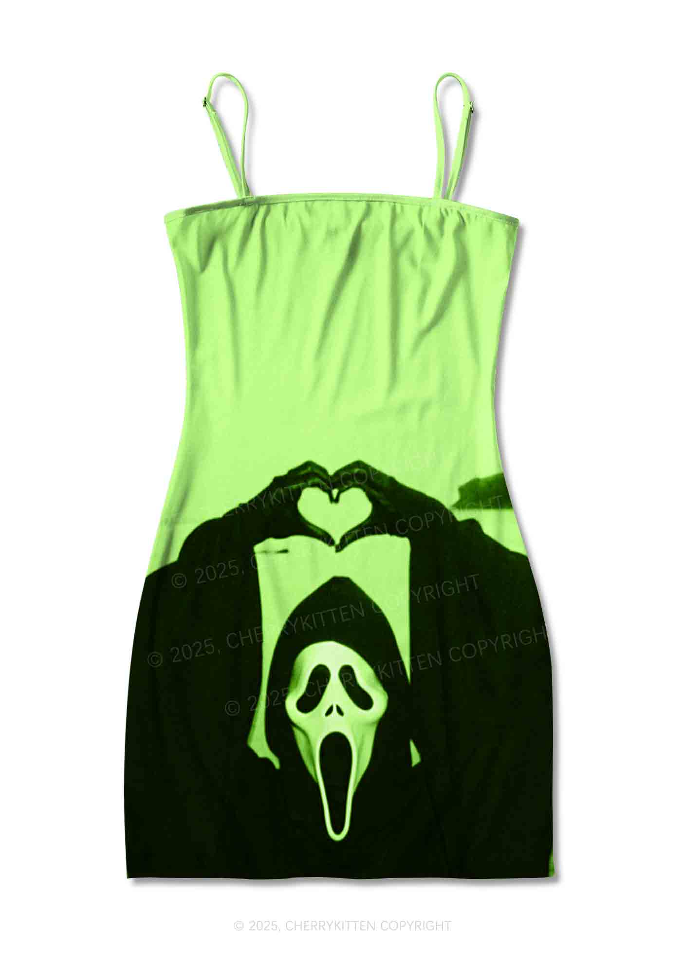Halloween Seaside Ghost Heart Y2K Print Slip Dress Cherrykitten