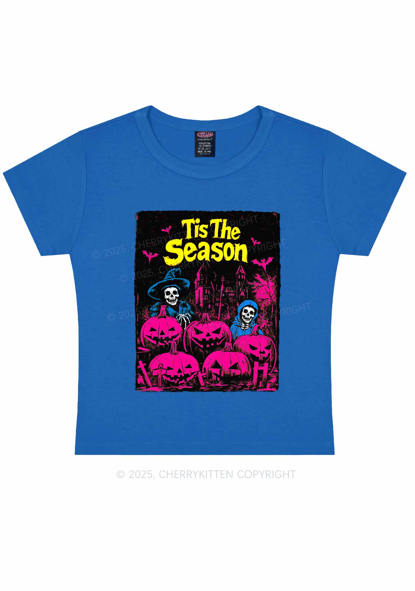 Halloween Tis The Season Skull Y2K Baby Tee Cherrykitten